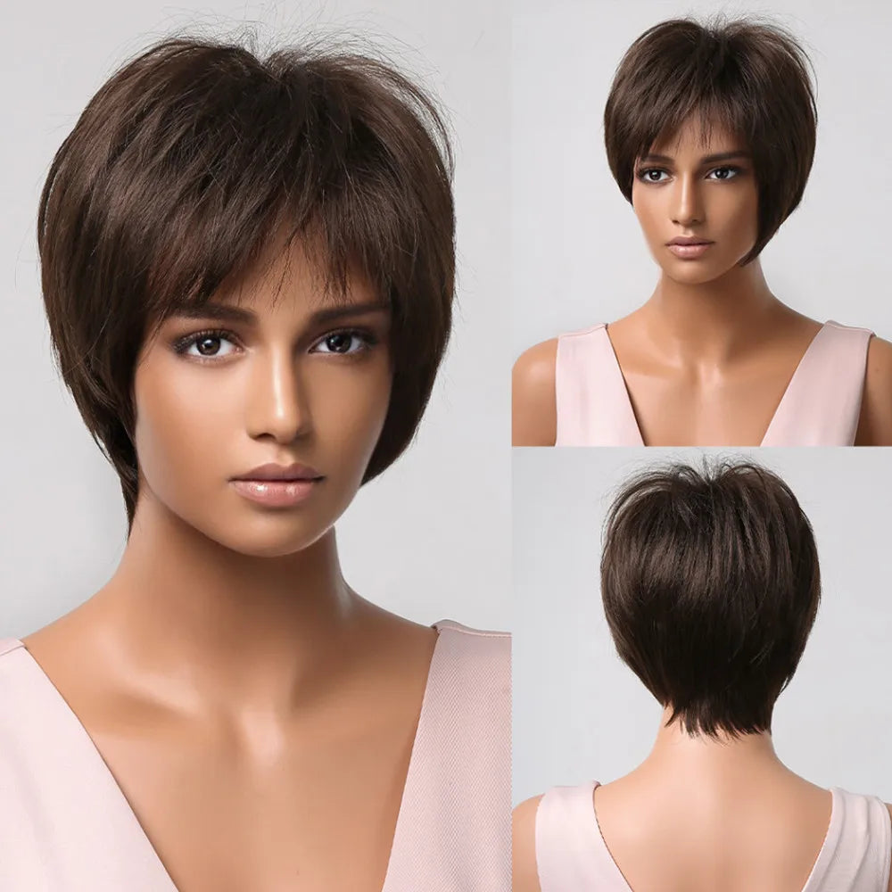 Ombre Platinum Blonde Pixie Wig with Bang