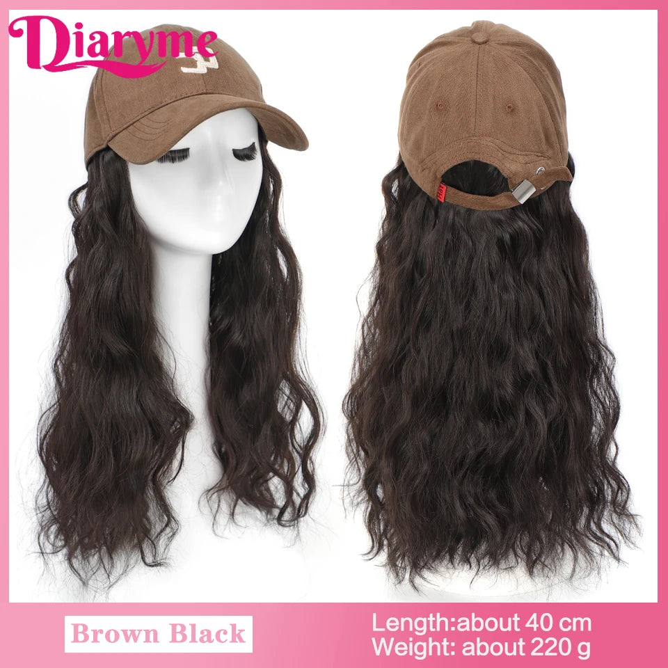 Short Water Wavy Wigs With Baseball Hat