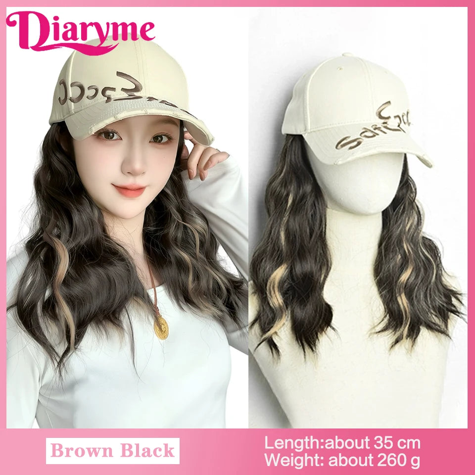 Short Water Wavy Wigs With Baseball Hat