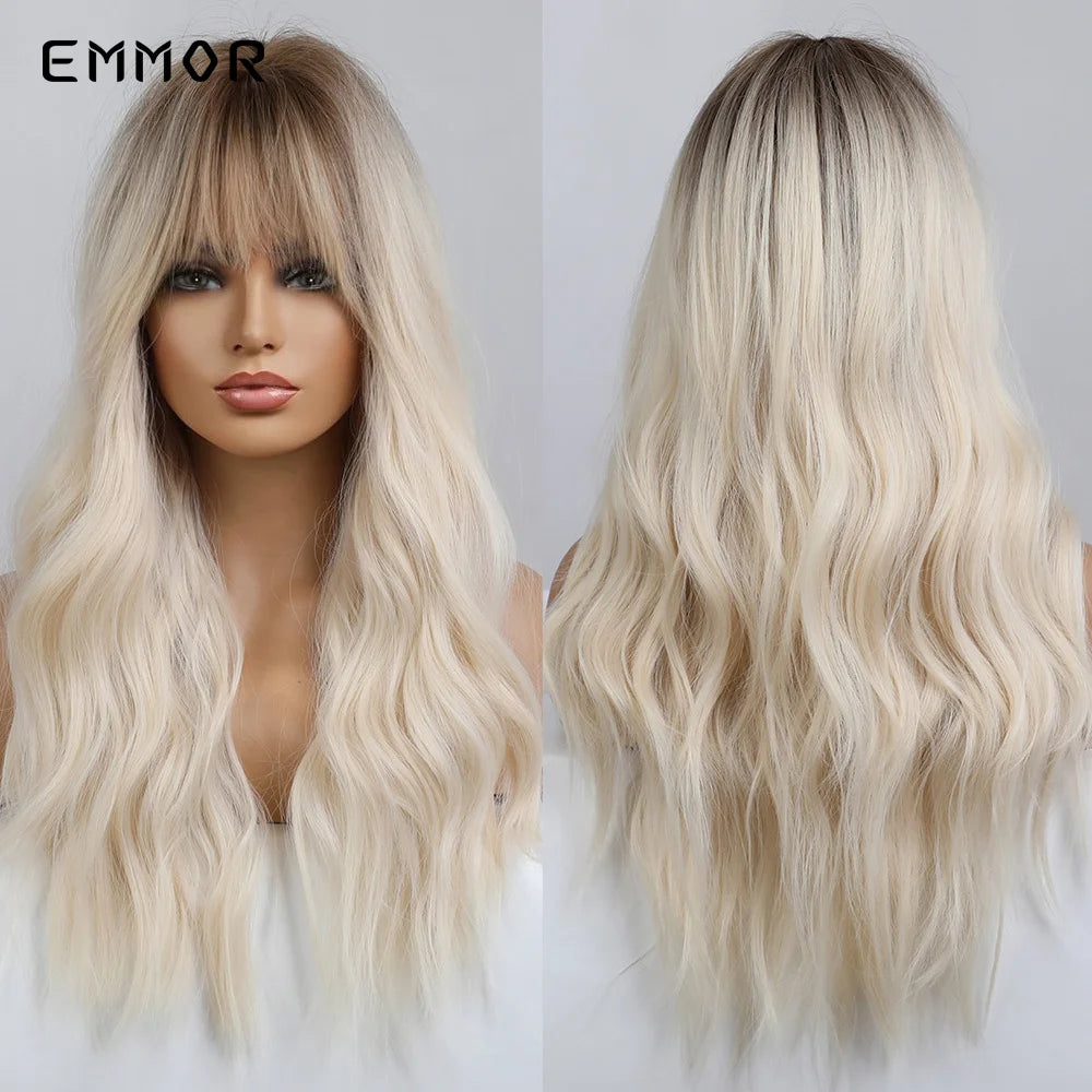 Long Wavy Wig with Bangs