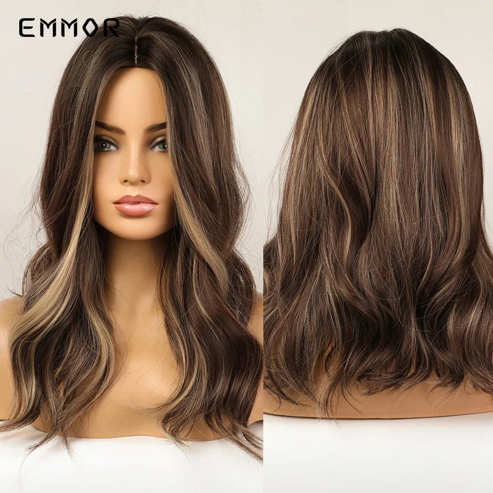 Long Wavy Wigs Brown with Blonde Wig