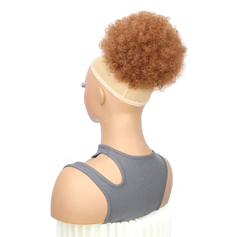 Synthetic Afro Puff Drawstring Ponytail Short Kinky Curly Hair Bun