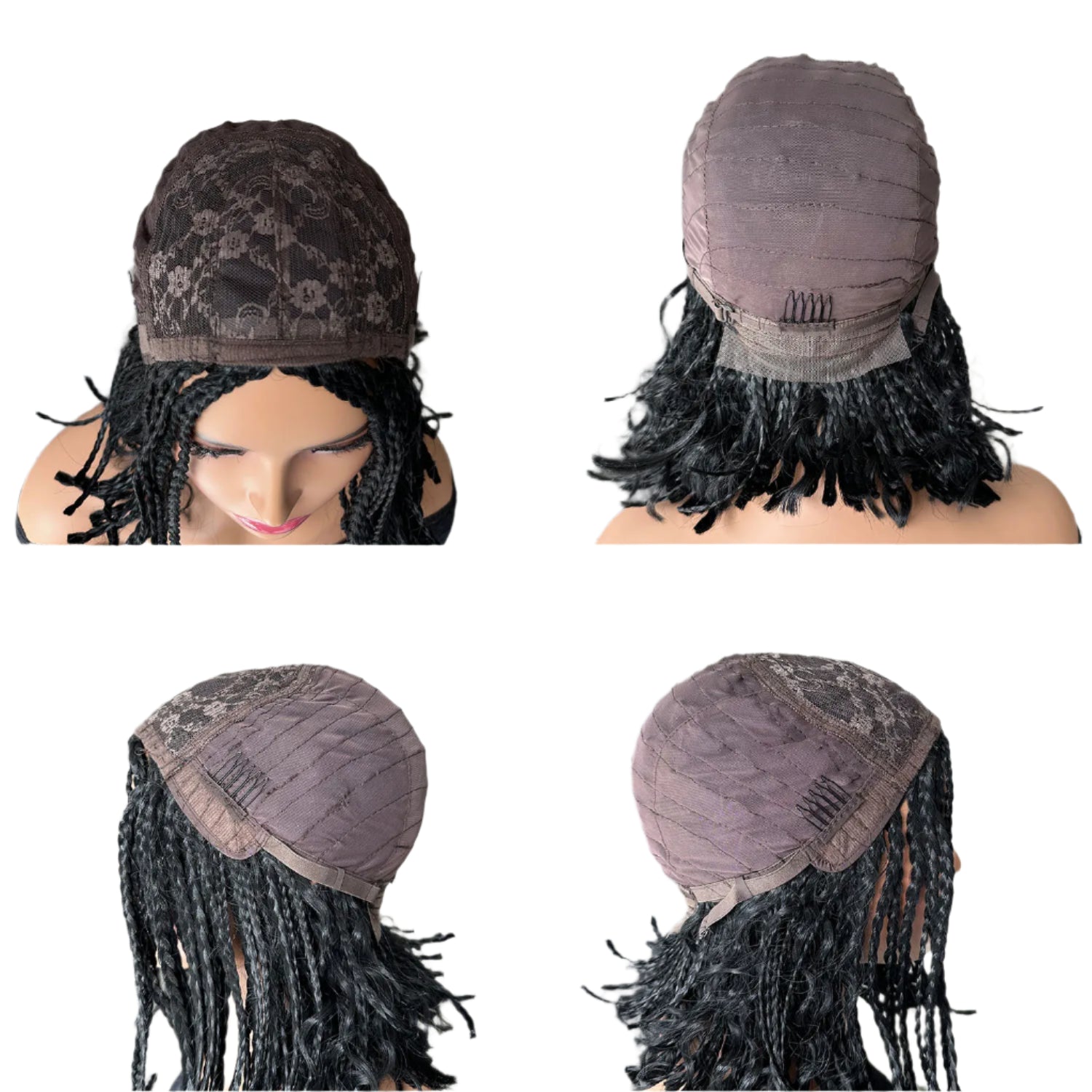 Short Braided Wig With Free Tress Box Braid Bob