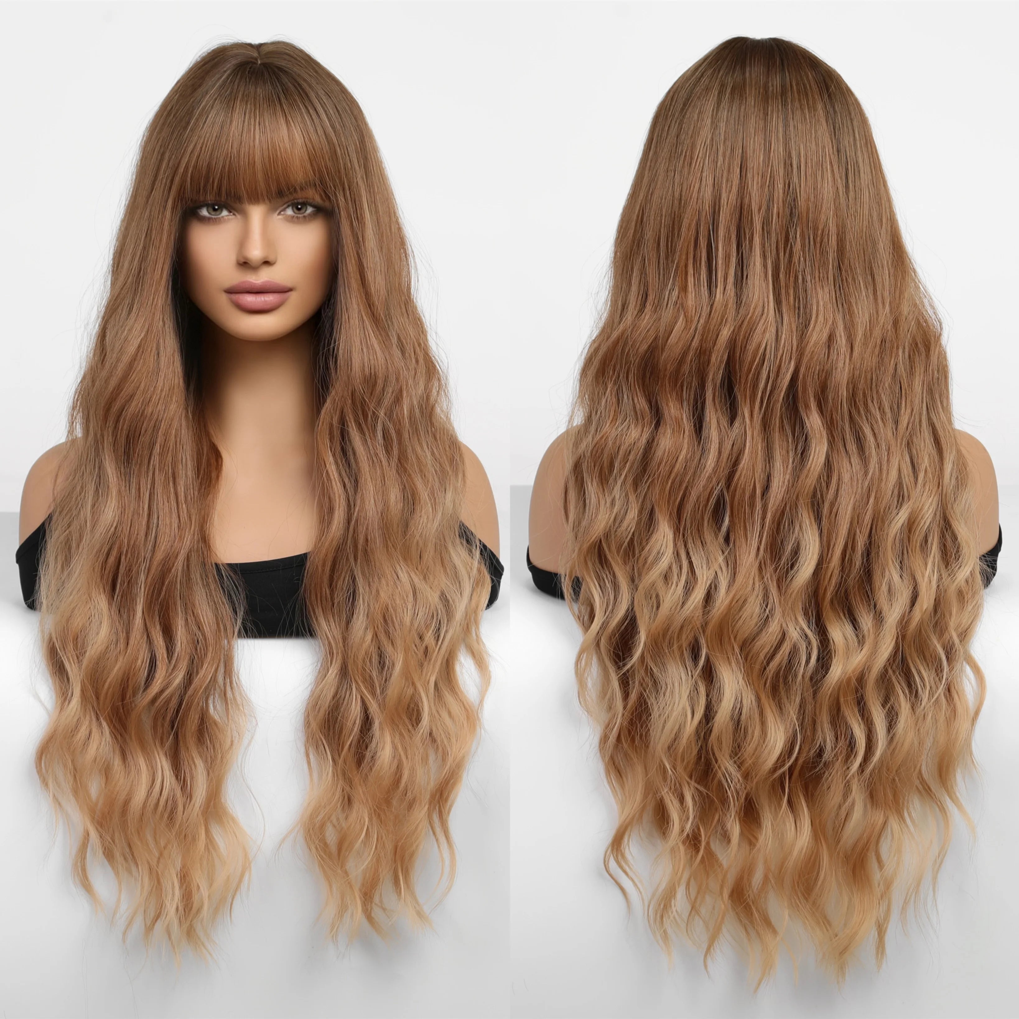 Long Wavy Wigs with Bang