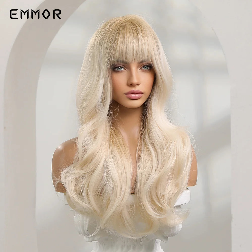 Long Wavy Wig with Bangs