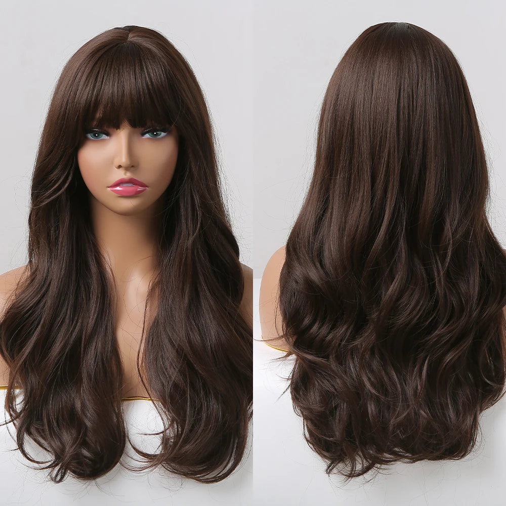 Long Wavy Wigs with Bang