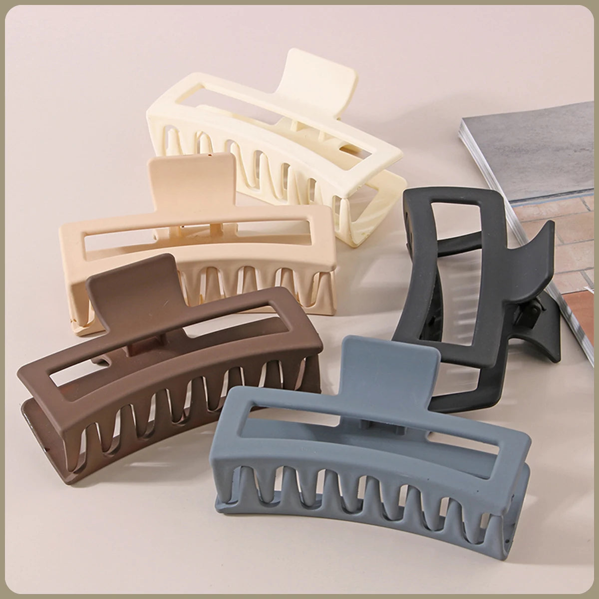 Fashion 13CM Oversized Solid Square Frosted Hair Shark Clip Headdress Hair Accessories Suitable For Women Girls Thick Hair