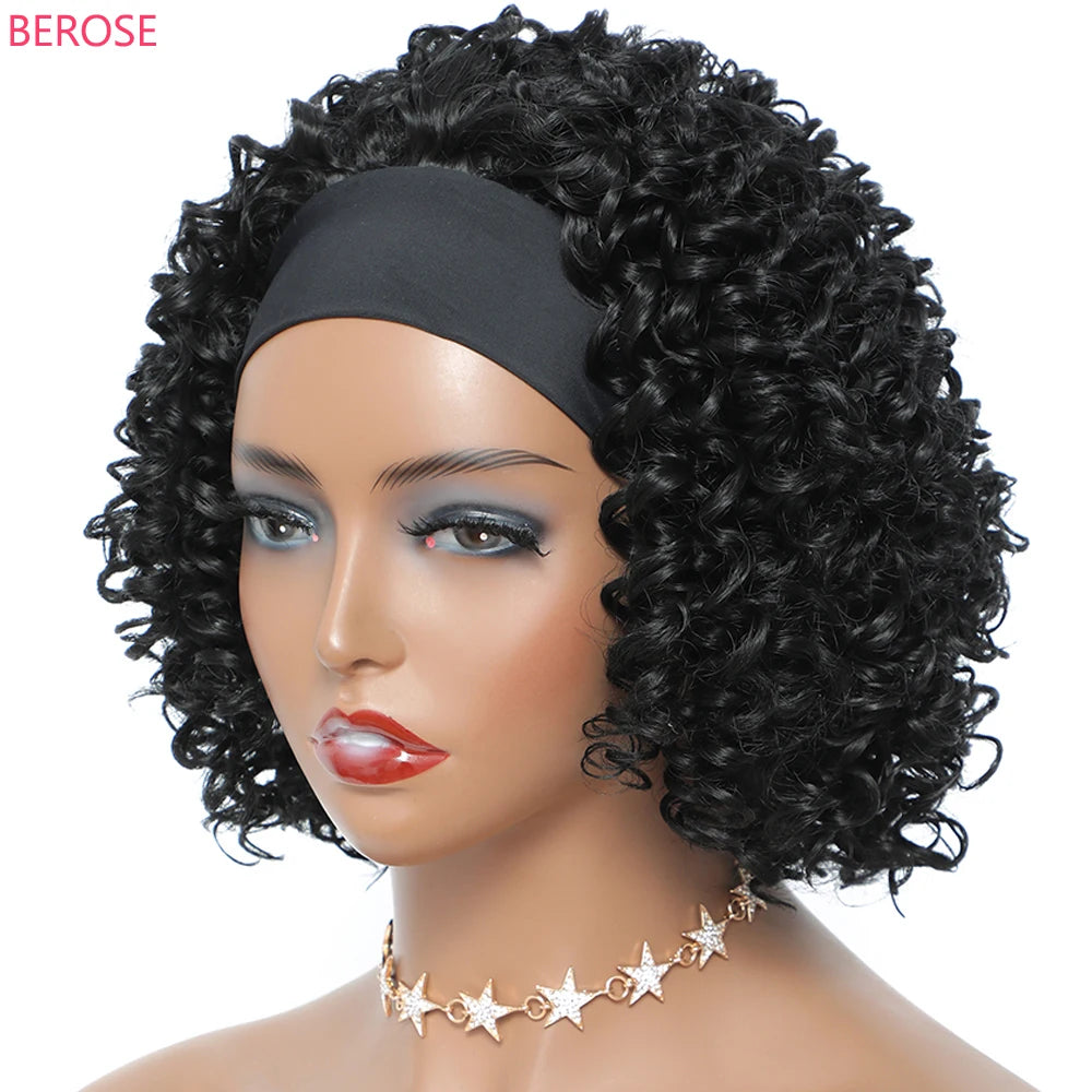 Short Water Curly Headband Wigs