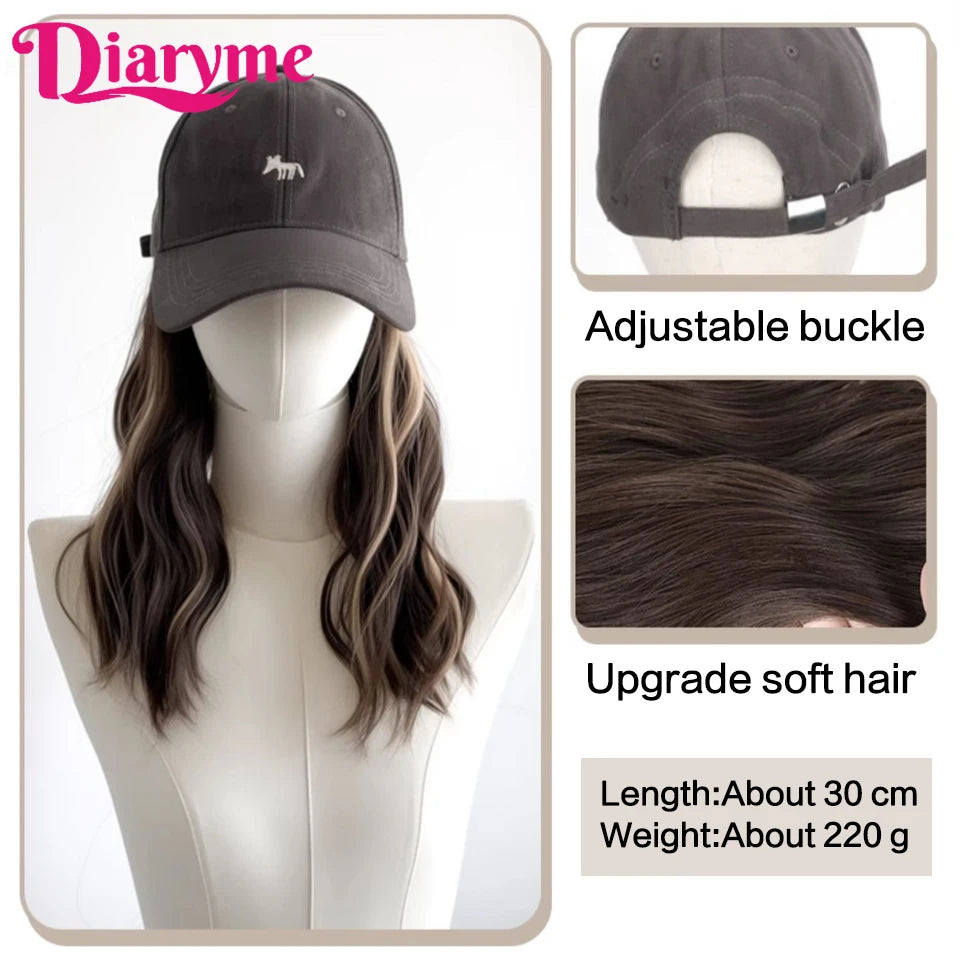 Short Water Wavy Wigs With Baseball Hat