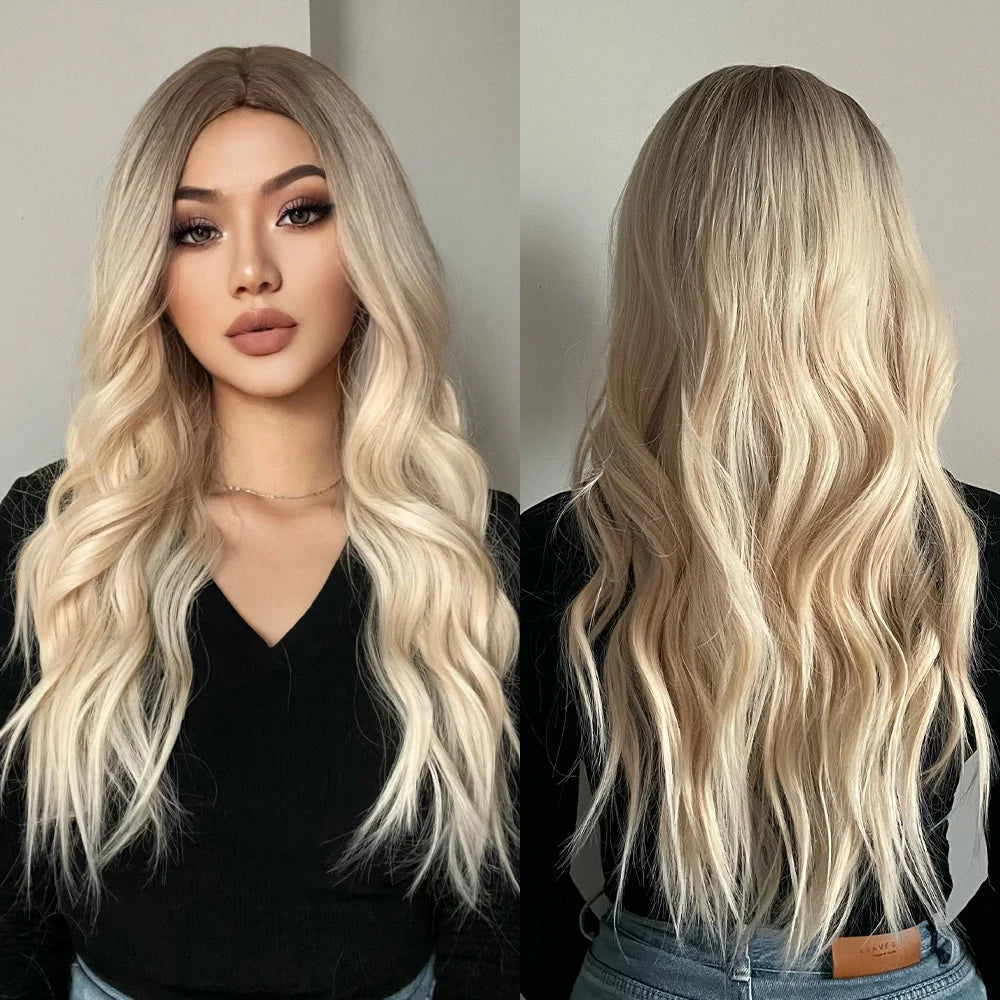 Long Wavy Wigs Brown with Blonde Wigs