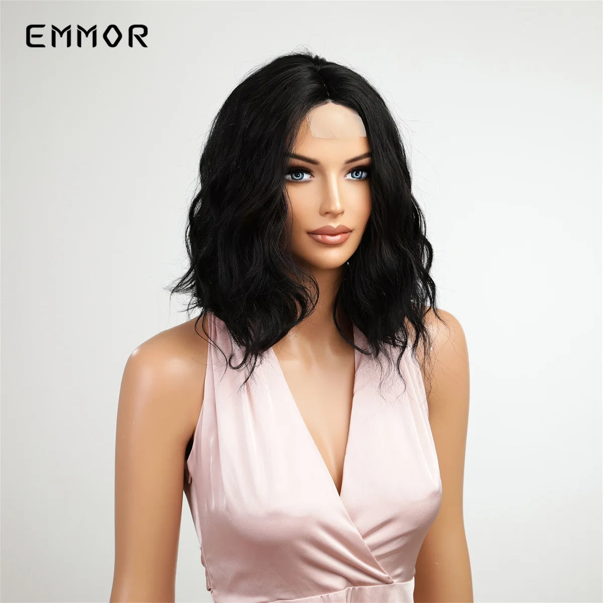 Lace Front Black Short Natural Wavy wig