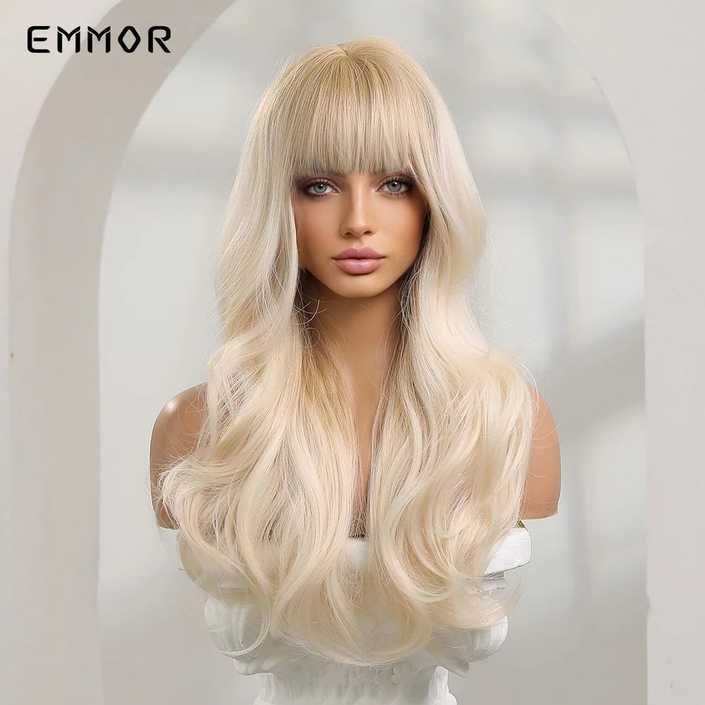 Long Wavy Wig with Bangs