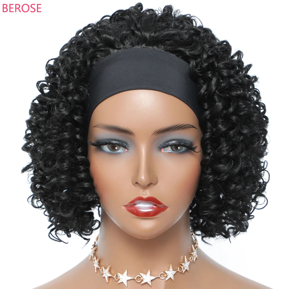 Short Water Curly Headband Wigs