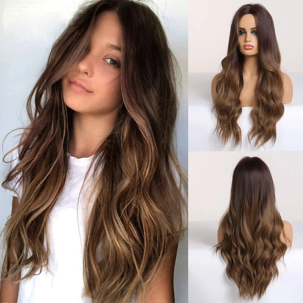 Long Wavy Wigs with Bang