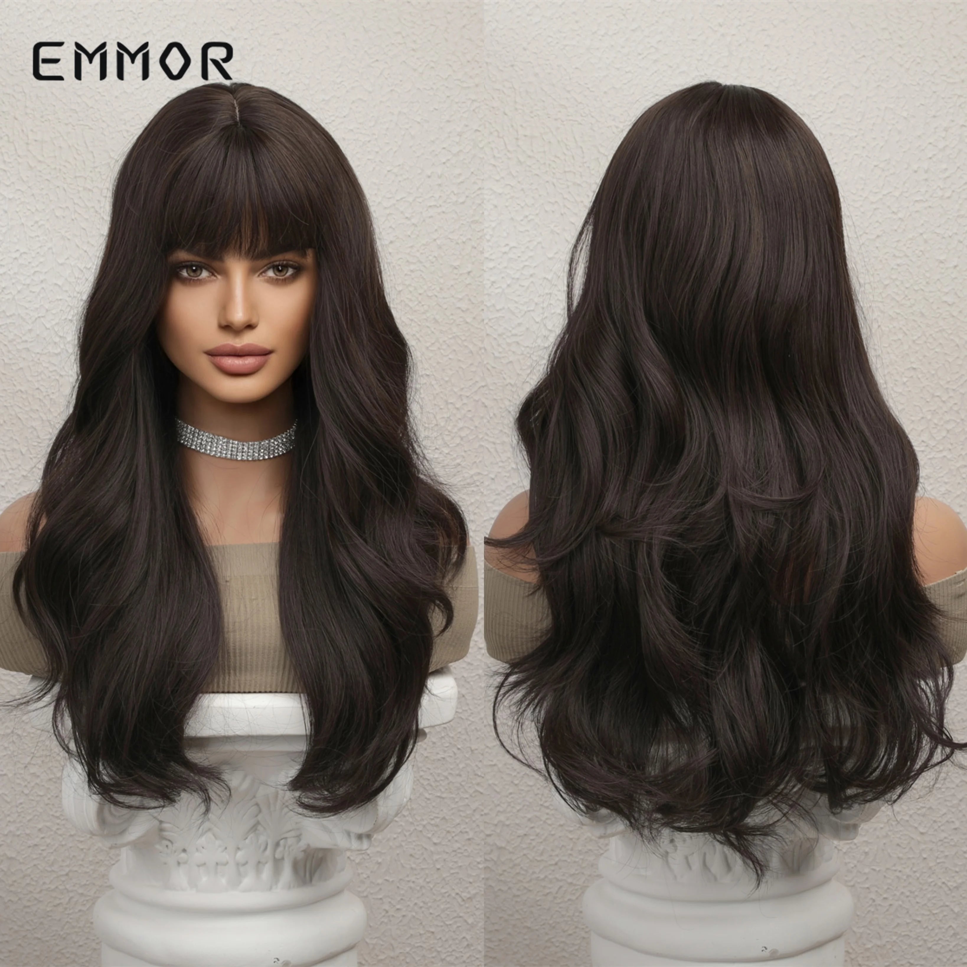 Ombre Brown Synthetic Wig Long Wavy Wig