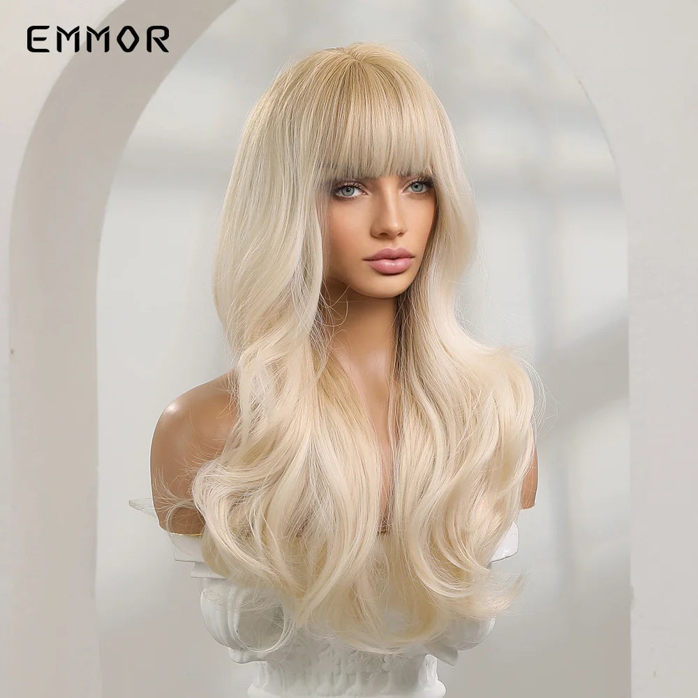 Long Wavy Wig with Bangs
