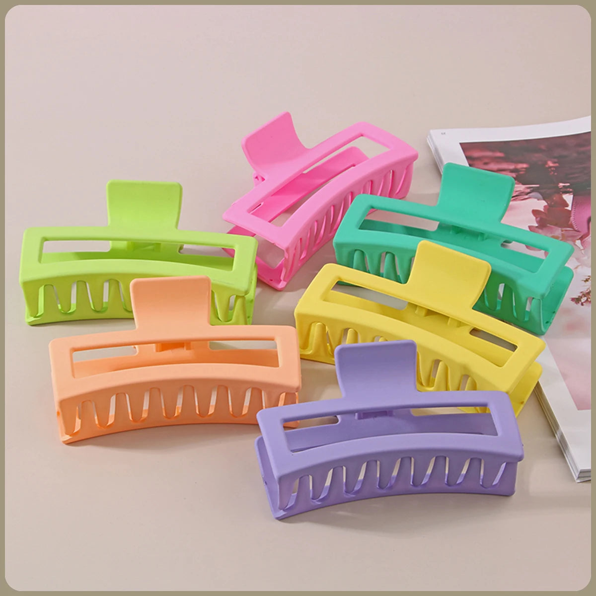 Fashion 13CM Oversized Solid Square Frosted Hair Shark Clip Headdress Hair Accessories Suitable For Women Girls Thick Hair