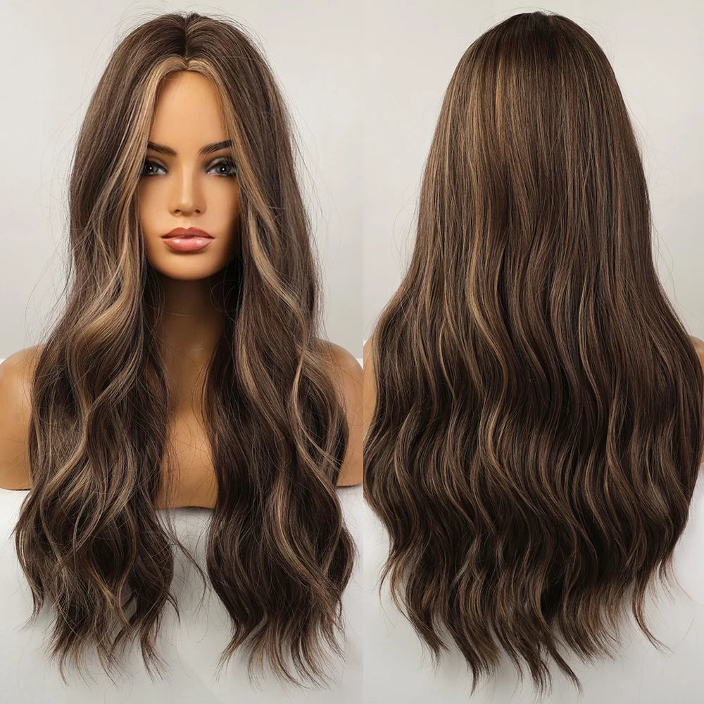 Long Wavy Wigs Brown with Blonde Wigs