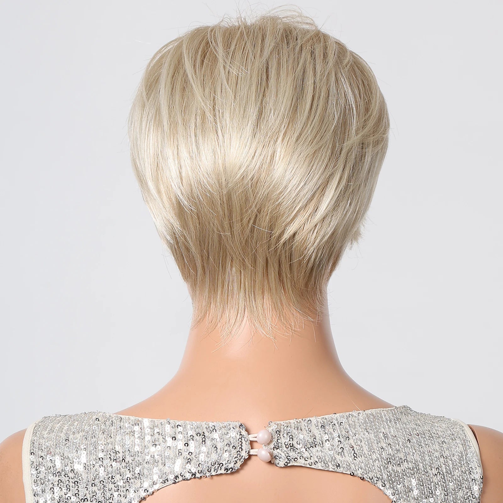Ombre Platinum Blonde Pixie Wig with Bang