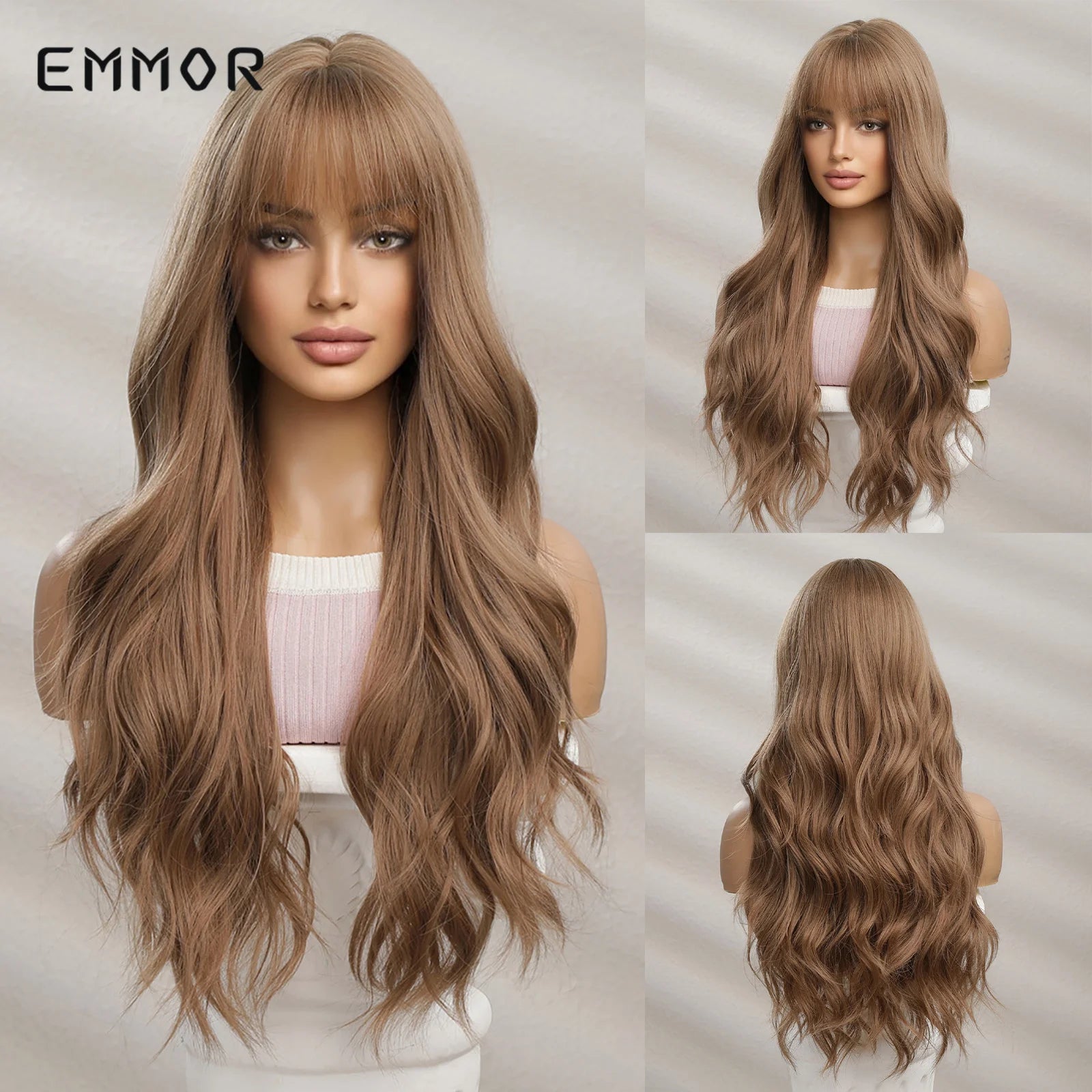 Ombre Brown Synthetic Wig Long Wavy Wig