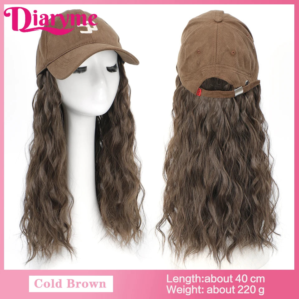 Short Water Wavy Wigs With Baseball Hat
