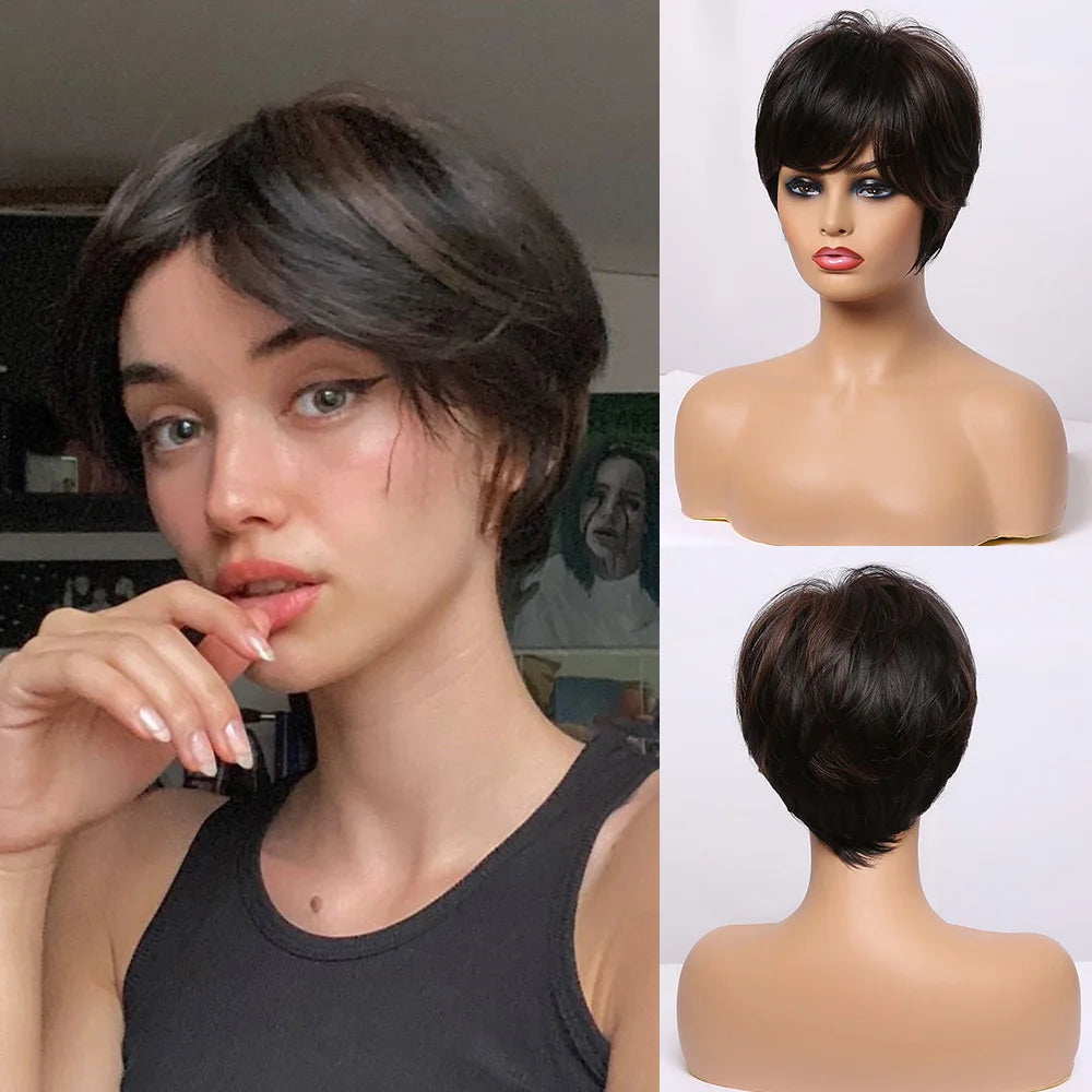 Ombre Platinum Blonde Pixie Wig with Bang