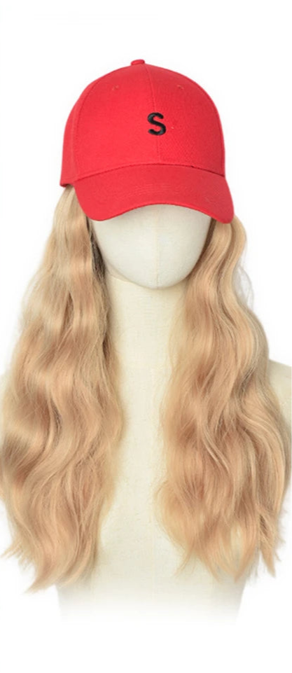 Long Straight Black Wig With Baseball Cap