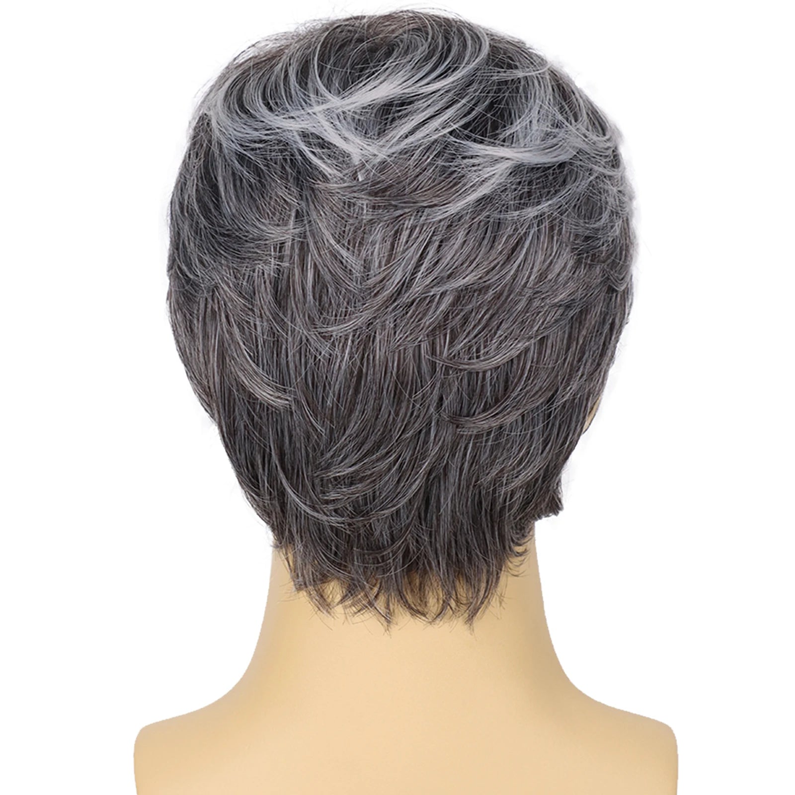 Synthetic Men Wigs Short Silver Gray Toupee