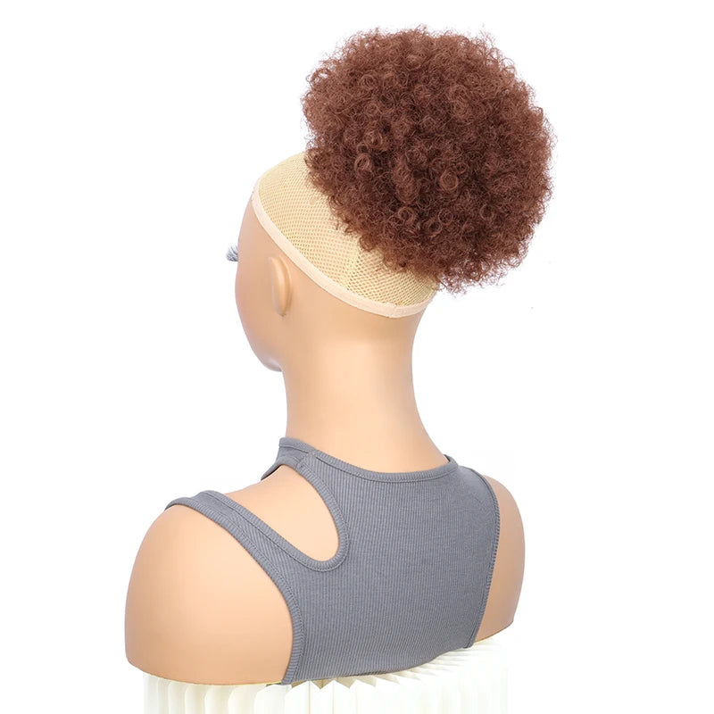 Synthetic Afro Puff Drawstring Ponytail Short Kinky Curly Hair Bun