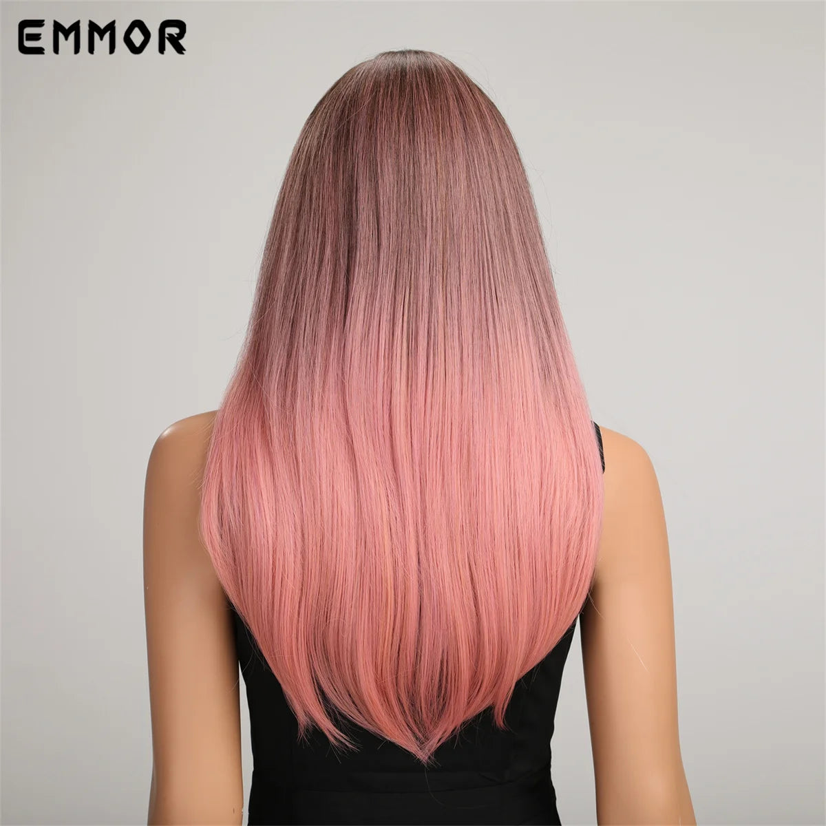 Ombre Black Pink Wig With Bangs