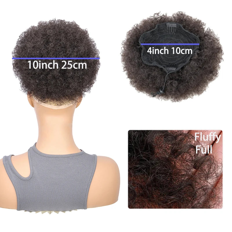 Synthetic Afro Puff Drawstring Ponytail Short Kinky Curly Hair Bun