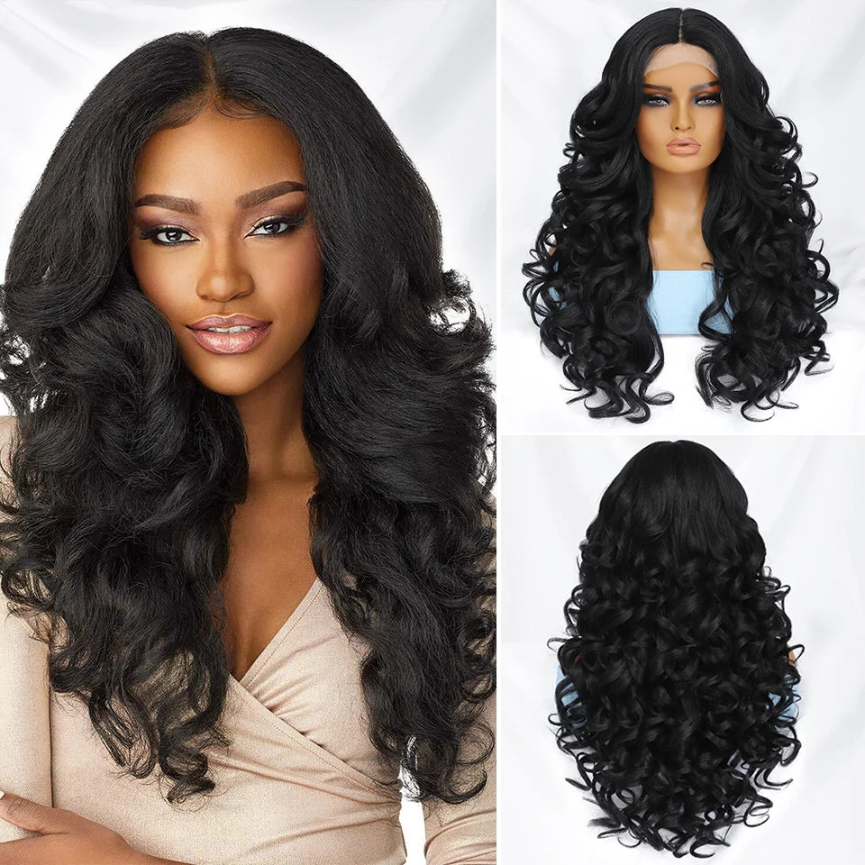 Black Brown Curly Wig