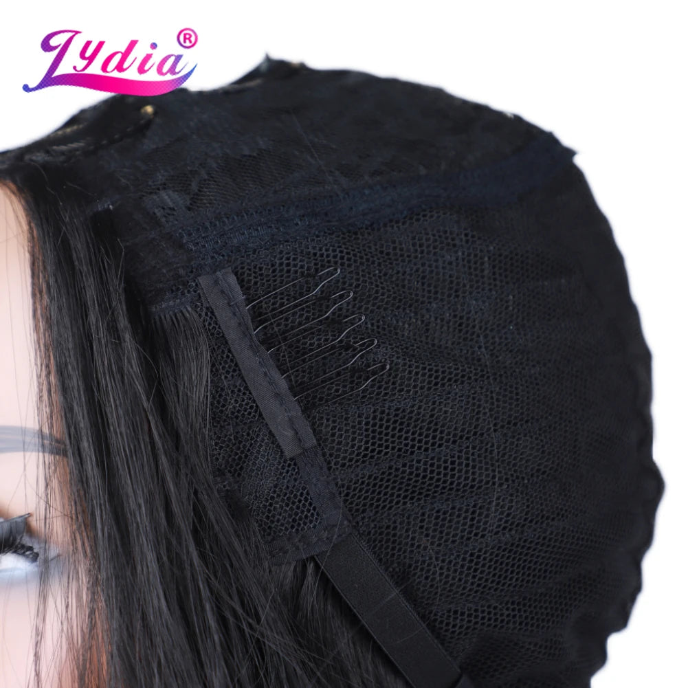 Lydia Long Wavy V Part Black Wig
