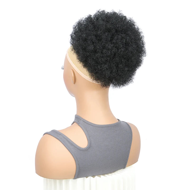 Synthetic Afro Puff Drawstring Ponytail Short Kinky Curly Hair Bun