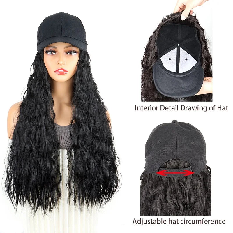 Long Curly Wigs Baseball Cap