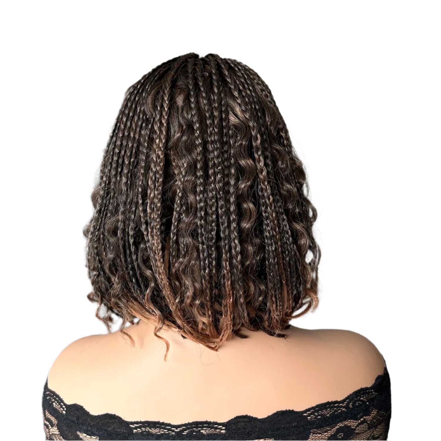 Short Braided Wig With Free Tress Box Braid Bob