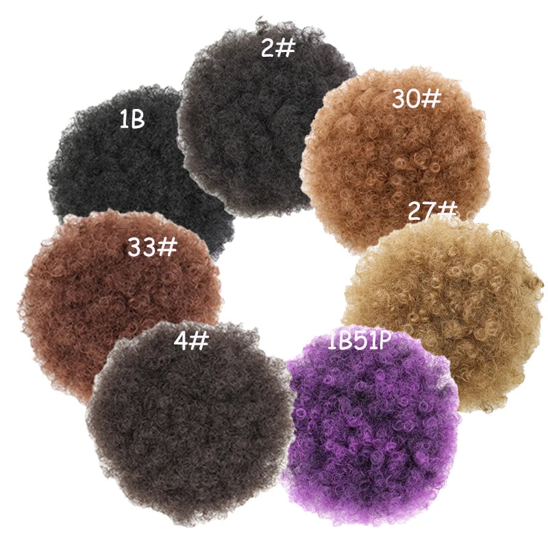 Synthetic Afro Puff Drawstring Ponytail Short Kinky Curly Hair Bun