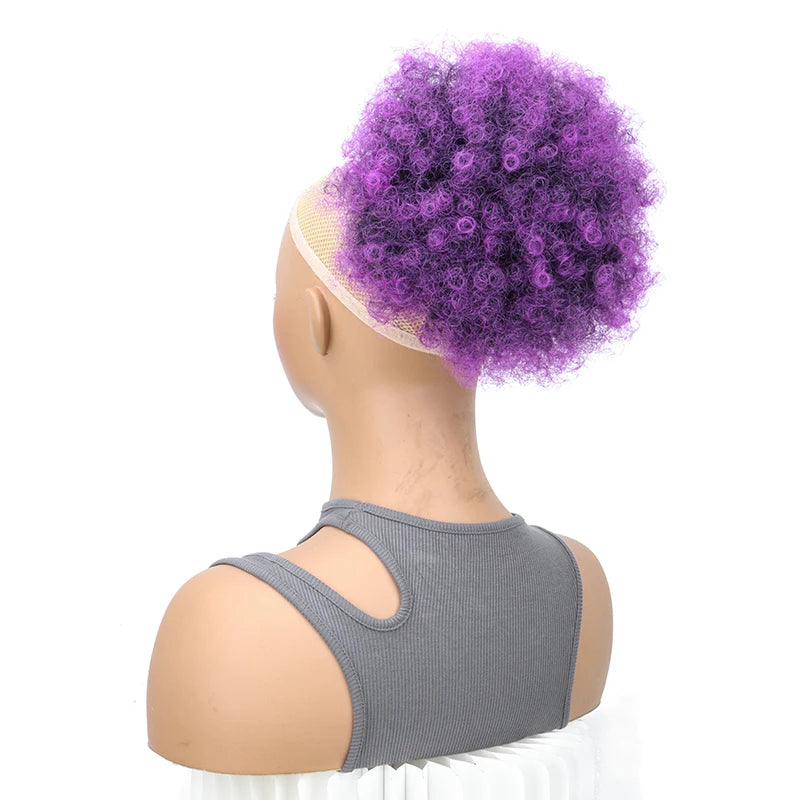 Synthetic Afro Puff Drawstring Ponytail Short Kinky Curly Hair Bun