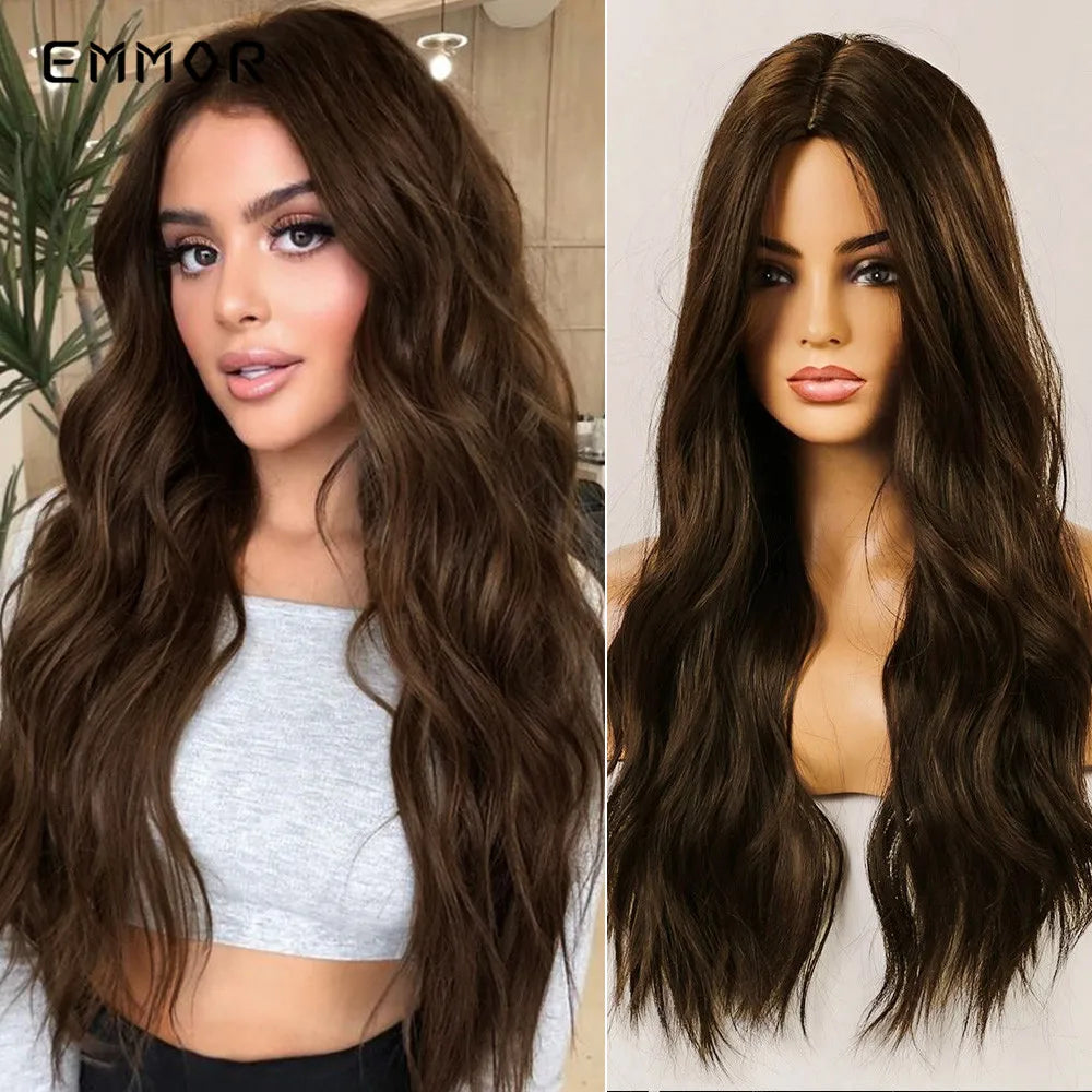 Long Wavy Wigs Brown with Blonde Wigs