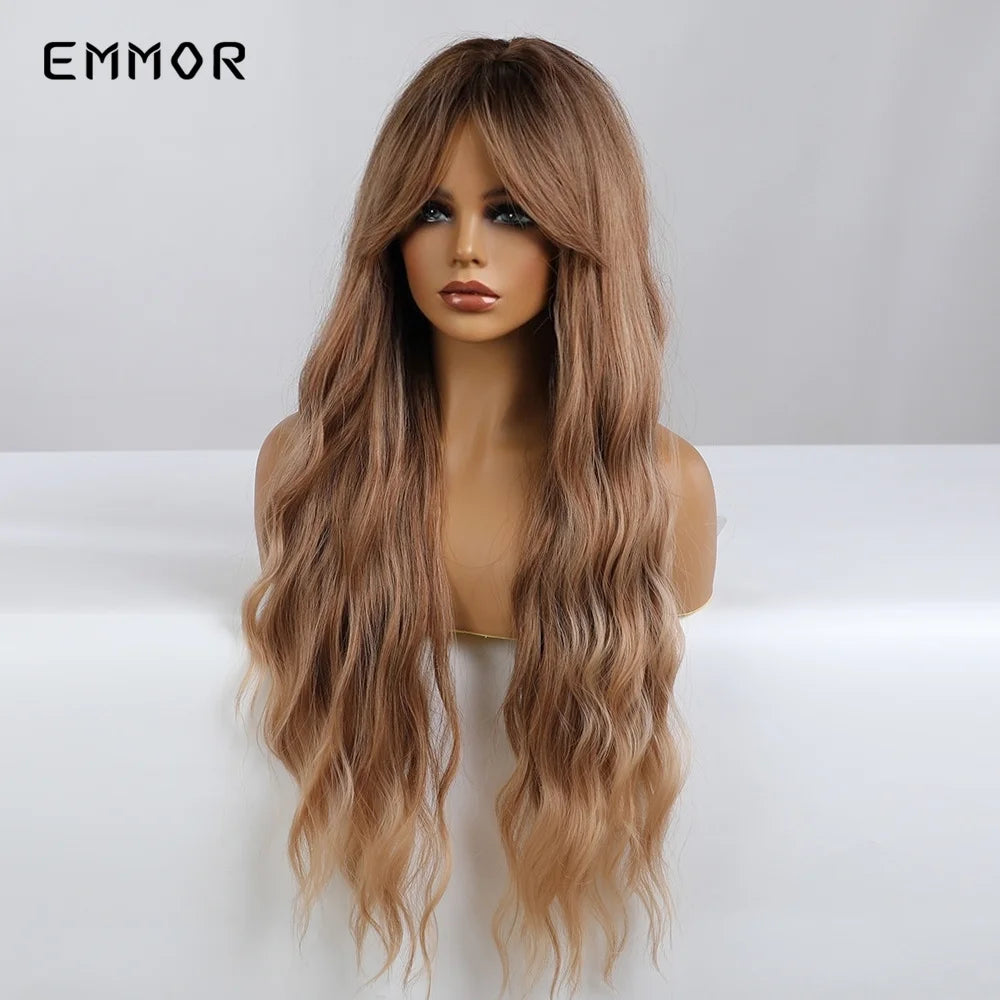 Long Wavy Wigs with Bang