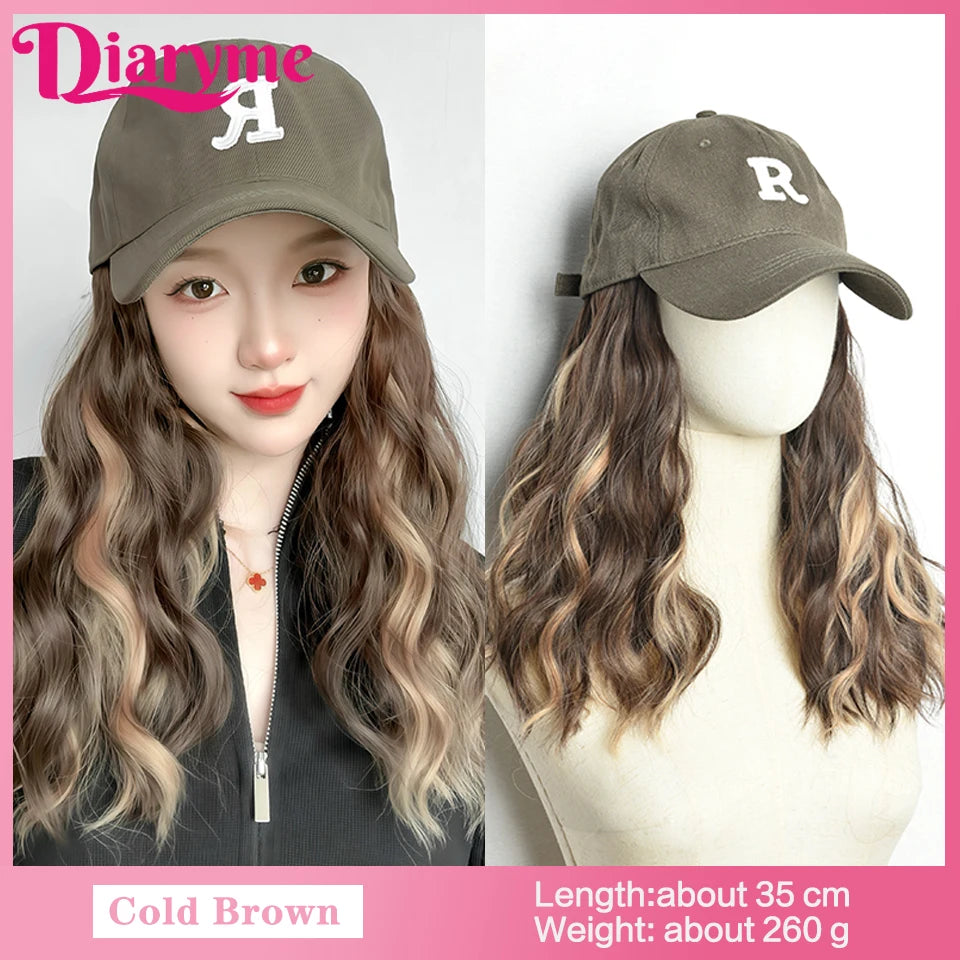 Short Water Wavy Wigs With Baseball Hat