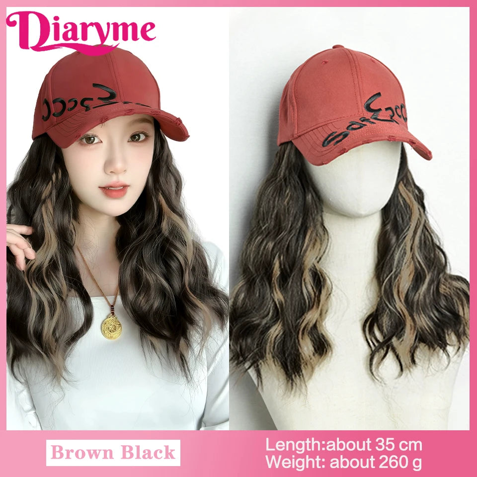 Short Water Wavy Wigs With Baseball Hat