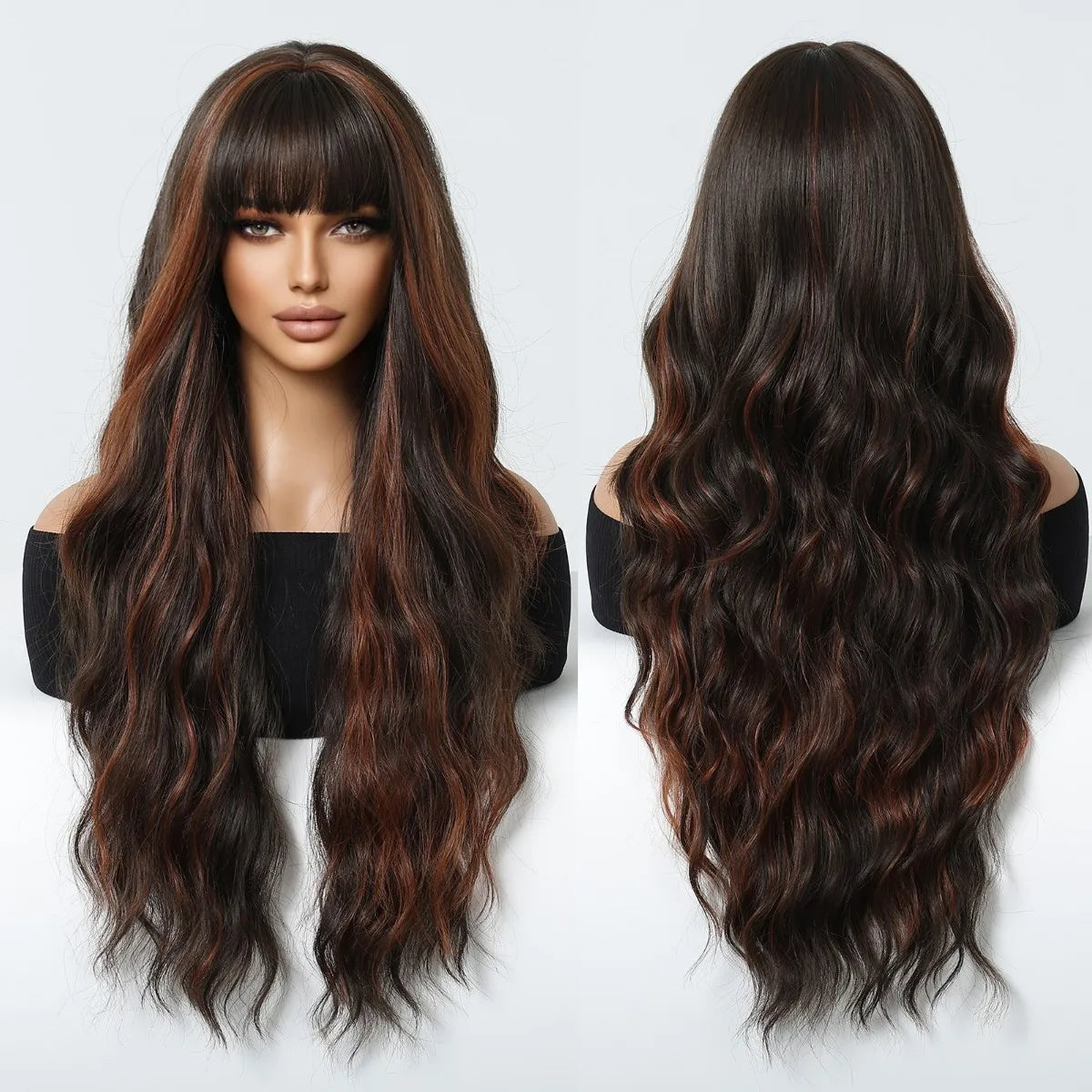 Long Wavy Wigs with Bangs
