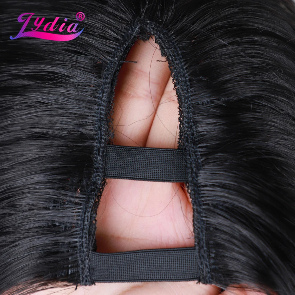 Lydia Long Wavy V Part Black Wig