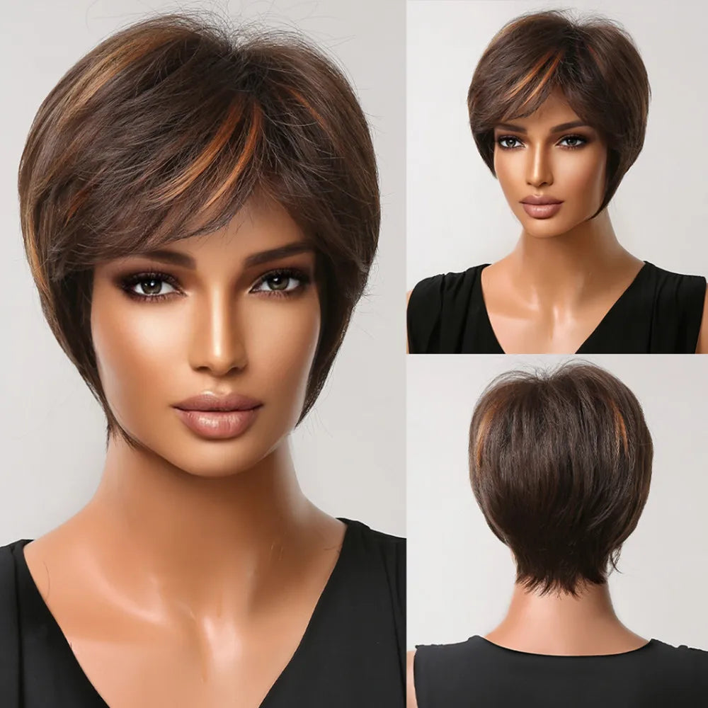 Ombre Platinum Blonde Pixie Wig with Bang