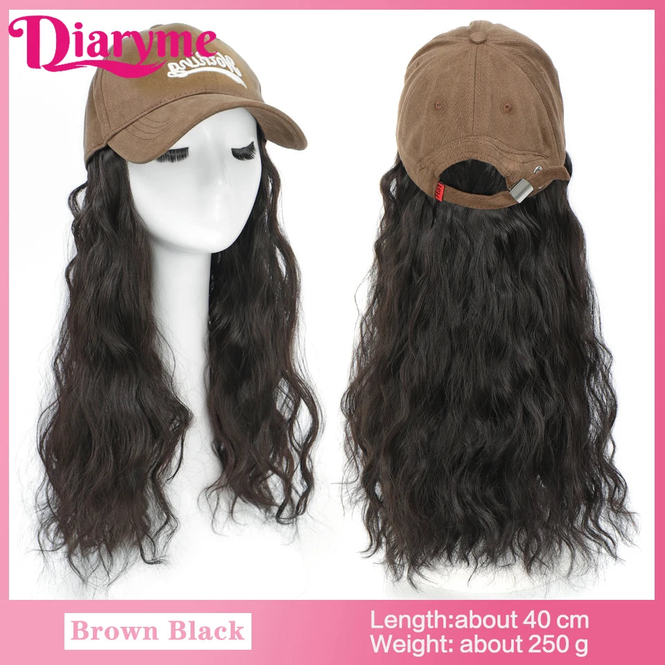 Short Water Wavy Wigs With Baseball Hat