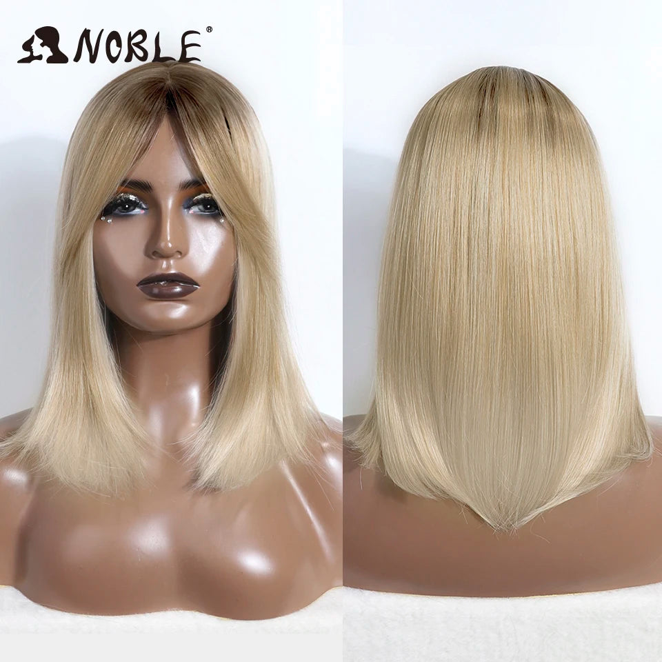 Silky Straight Synthetic Wigs with Bangs