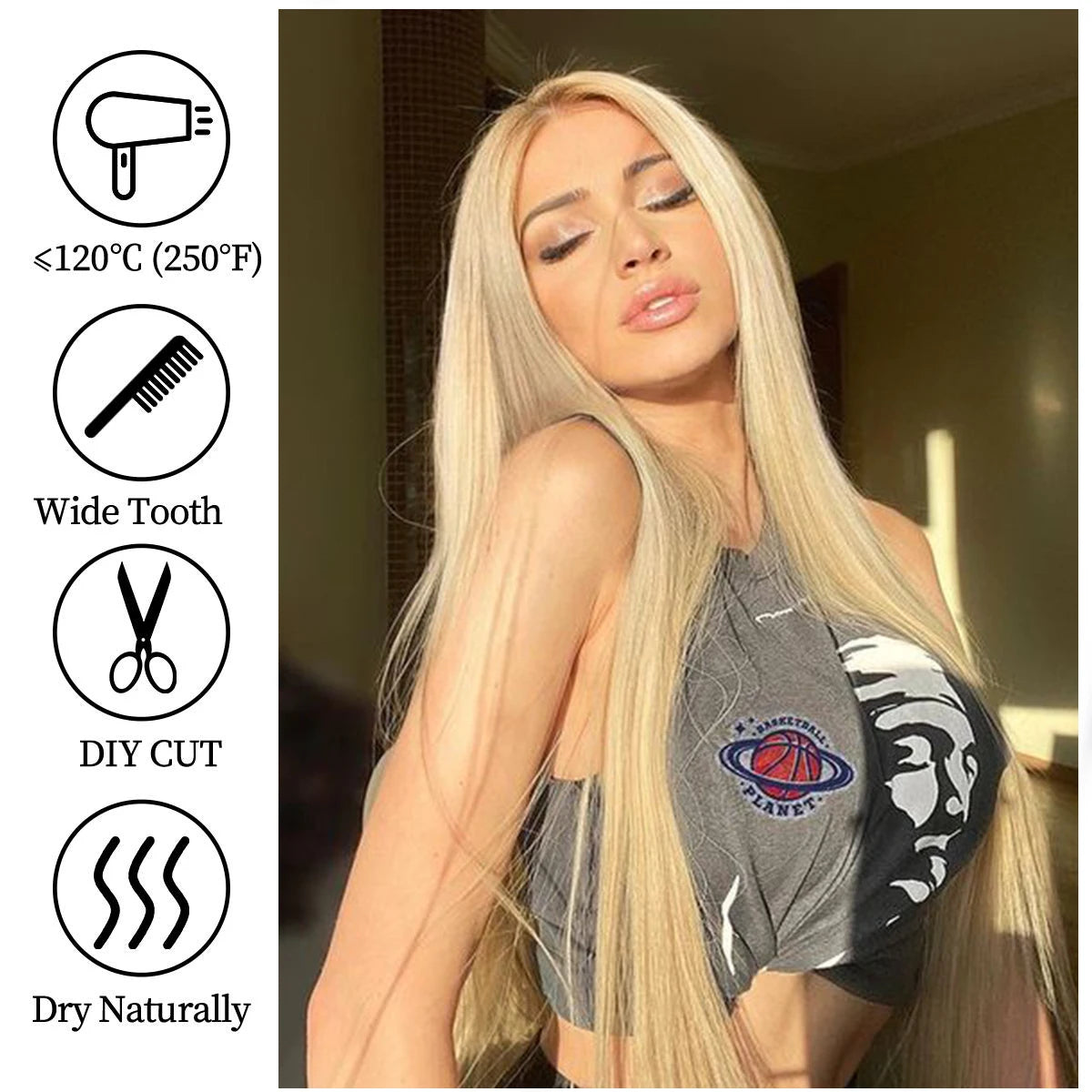 32 Inch Blonde Straight Wig