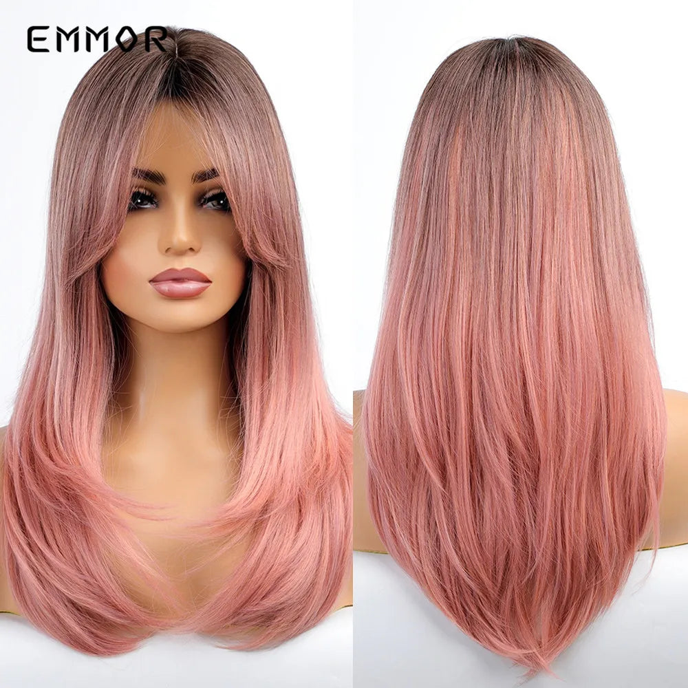 Synthetic Ombre Brown to Light Red Wig