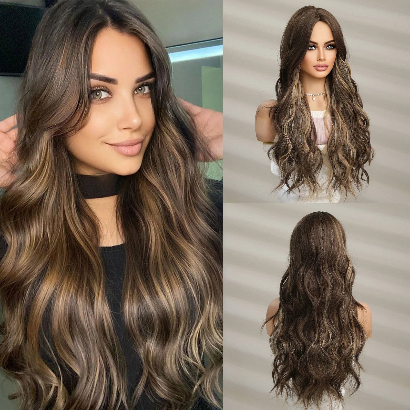 Long Wavy Wigs with Bang